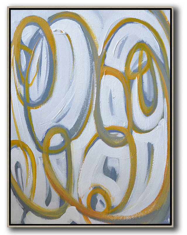 Large Contemporary Art Acrylic Painting,Vertical Contemporary Art,Contemporary Art Wall Decor,Yellow,White,Purple Grey.Etc